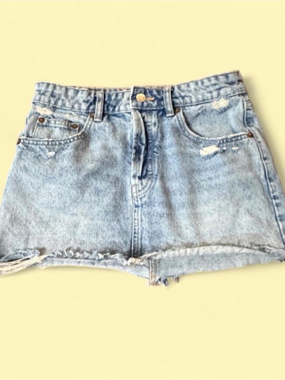 Zara Mid-Rise Light Blue Denim Mini Skirt